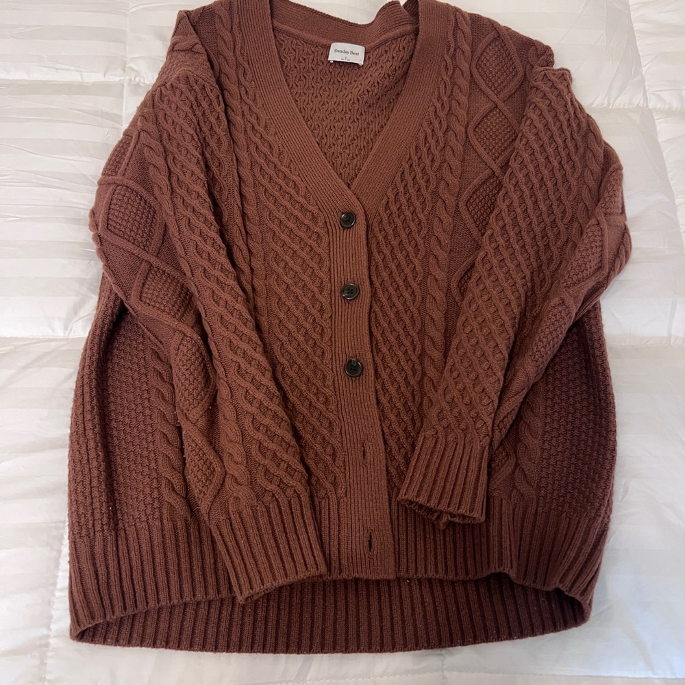 Cozy Brown Cable Knit Cardigan